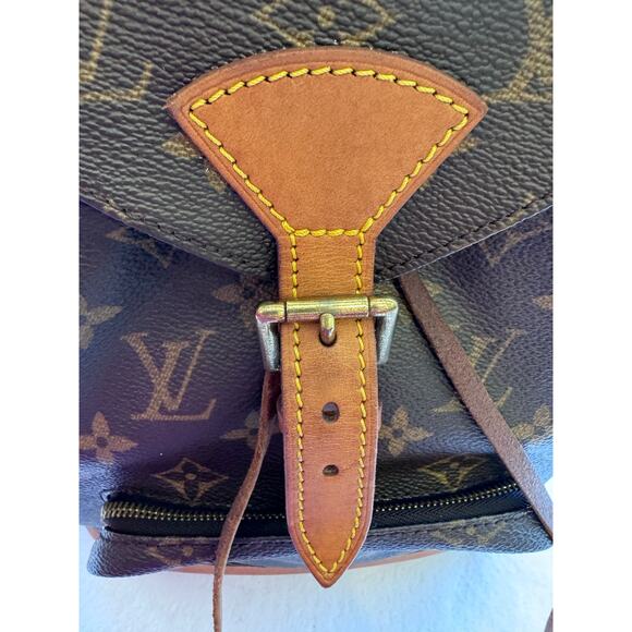 Vintage Louis Vuitton Montsouris MM Monogram Backpack Brown Leather Trim - Picture 5 of 14